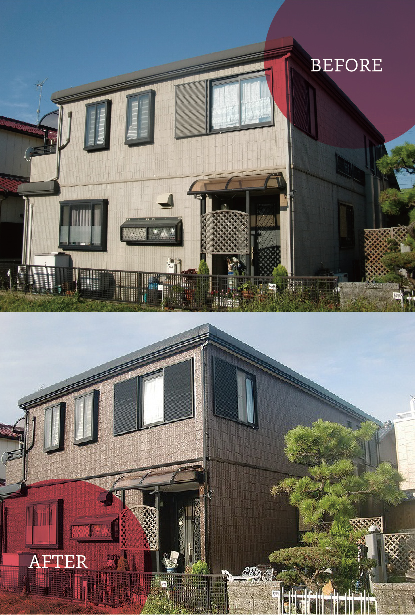 外壁塗装の施工前と施工後